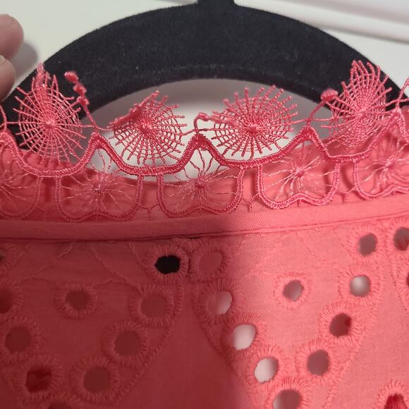 Kobi Halperin Winston Embroidered Eyelet Blouse Women’s S – Coral - Picture 5 of 11